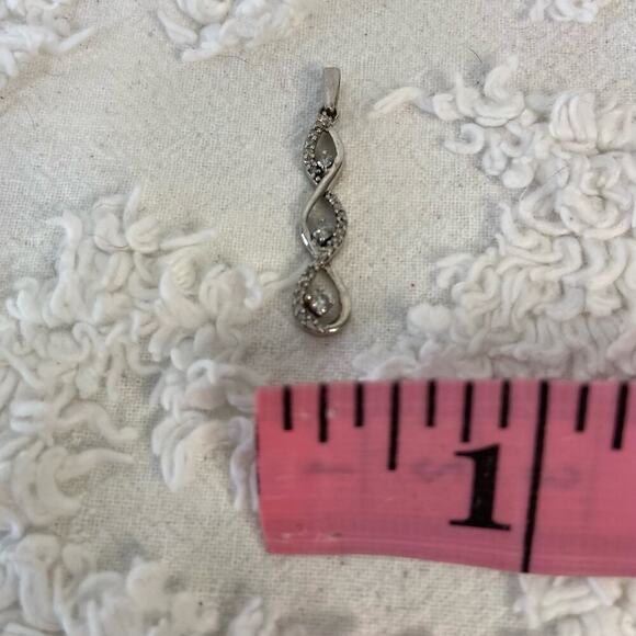 STERLING SILVER 3 Teardrop Cubic Zirconia Pendant Silver Elegant Minimalistic - Picture 4 of 4